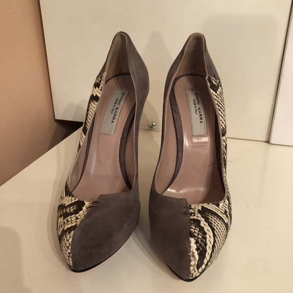 GIANNI MARRA Platform Snakeskin Grey Suede Pump Y2K - Picture 2 of 15